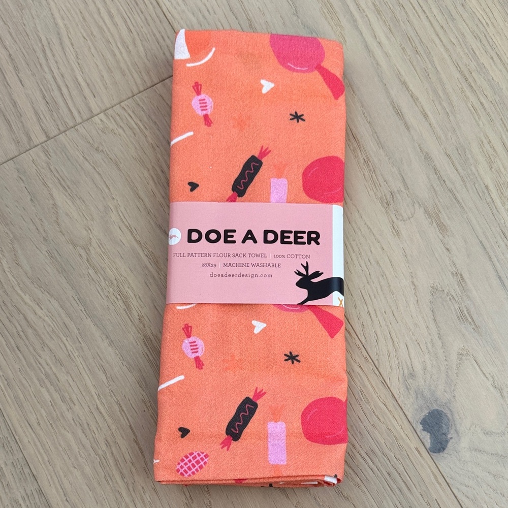 Doe A Deer Orange Patterned Kitchen Towel
